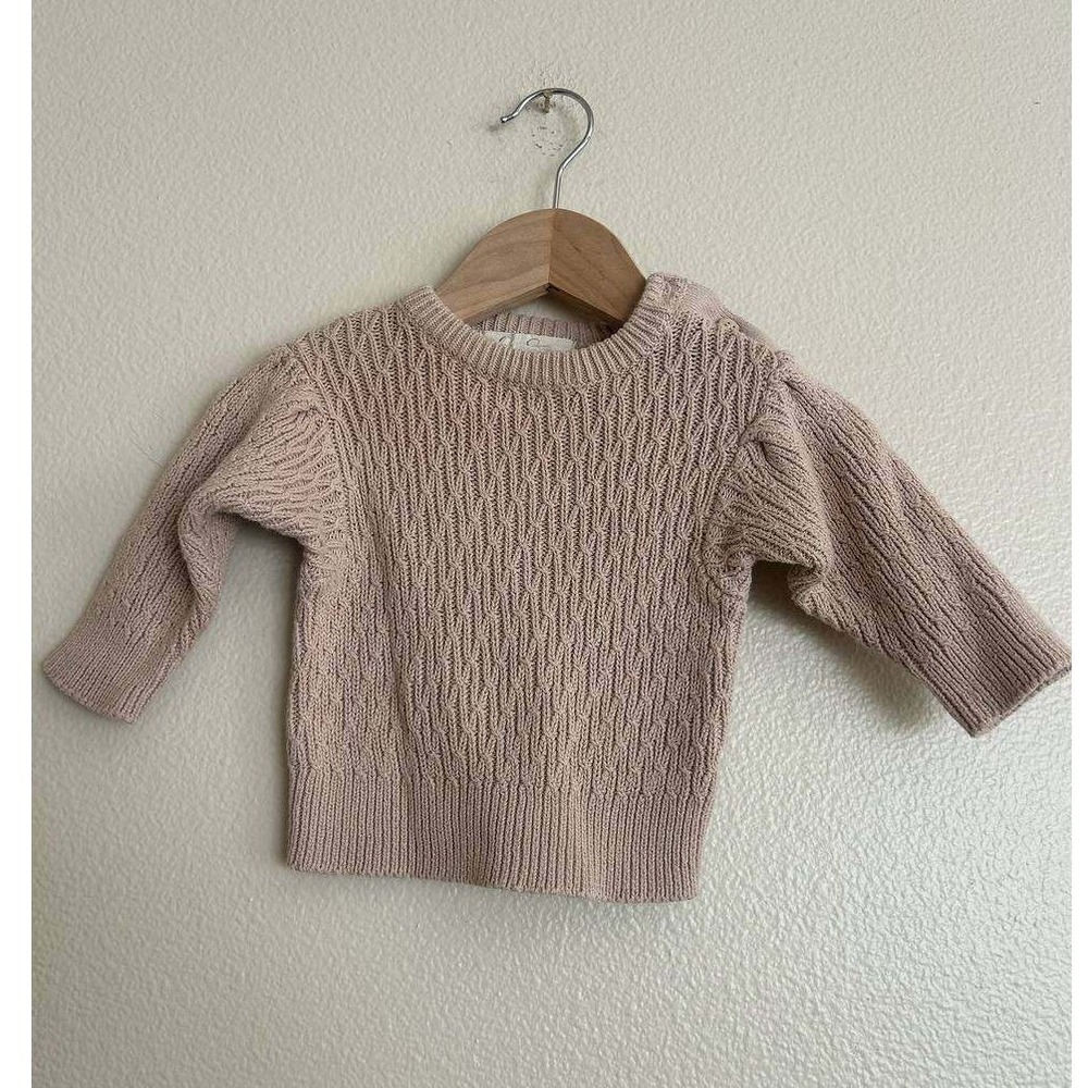 Jessica Simpson Cable Knit Pullover Sweater Cotton Crew Neck Scandi Neutral